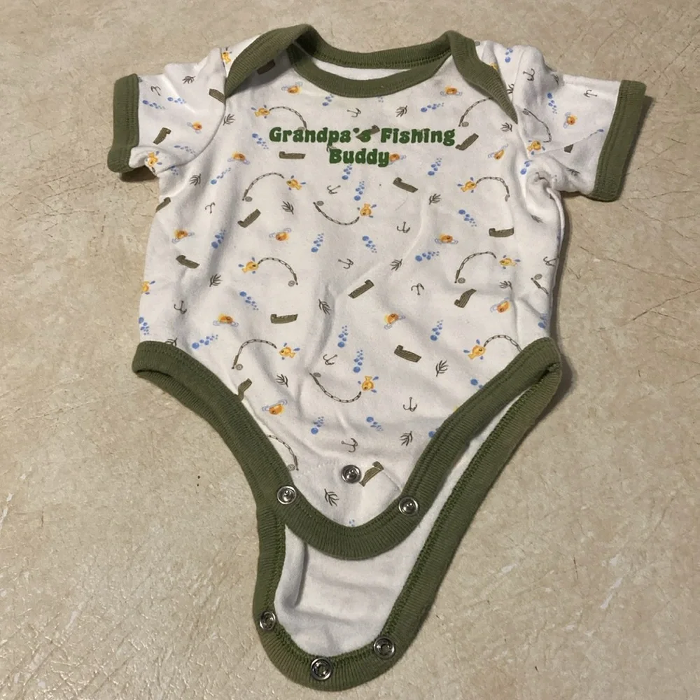 Grandpa fishing printed onesie